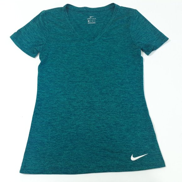 Nike Tops - Nike Womens Green Dri Fit V Neck Short Sleeves Activewear Pullover Top Size XS